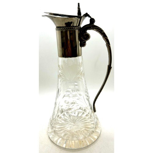 479 - Cut glass claret jug, overall height 11 inches