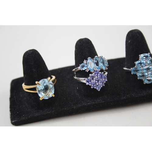 324 - Collection of Sterling Silver Gemstone Rings inc. Topaz, Tanzanite x 8 20g