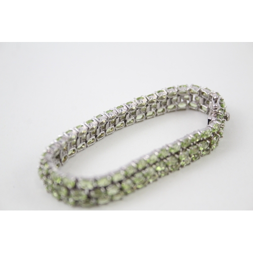 336 - Sterling Silver Peridot Tennis Bracelet w/ Multi Row 18g