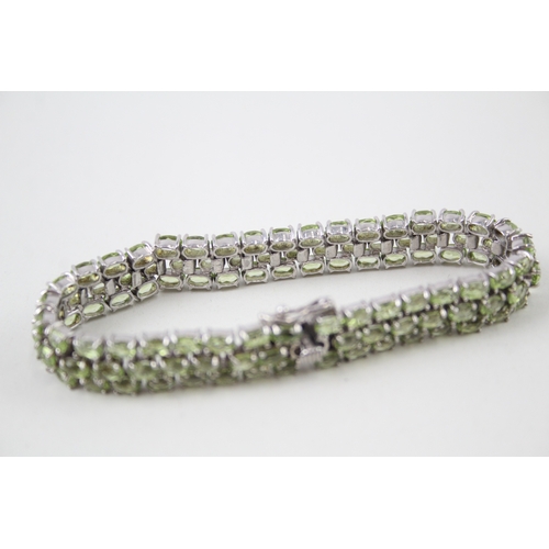 336 - Sterling Silver Peridot Tennis Bracelet w/ Multi Row 18g