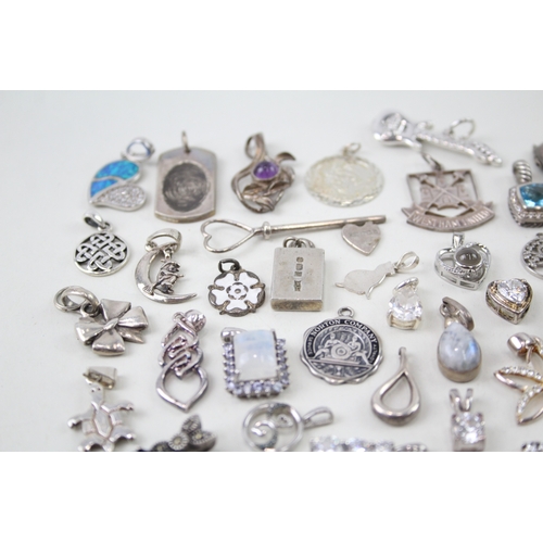 350 - Assortment of Sterling Silver Pendants inc. Stone Set, Gemstone, Religious 95g