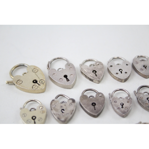 357 - Collection of Sterling Silver Heart Padlock Clasps inc. Various Sizes  x 15 26g