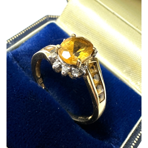 104 - 9ct gold citrine & diamond ring weight 2.9g