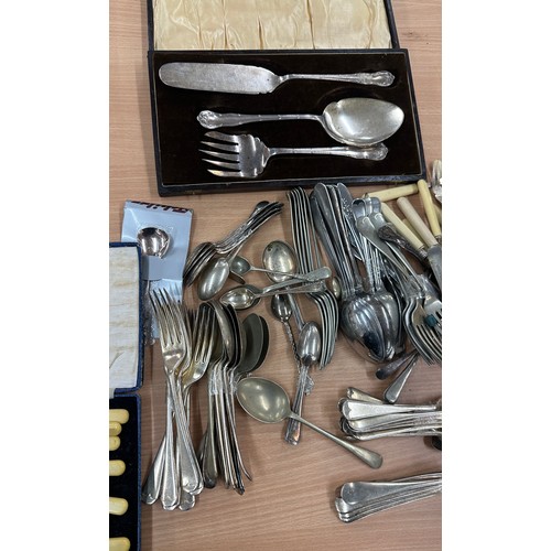 451 - Large selection of EPNS cutlery a long with some silver handled knives