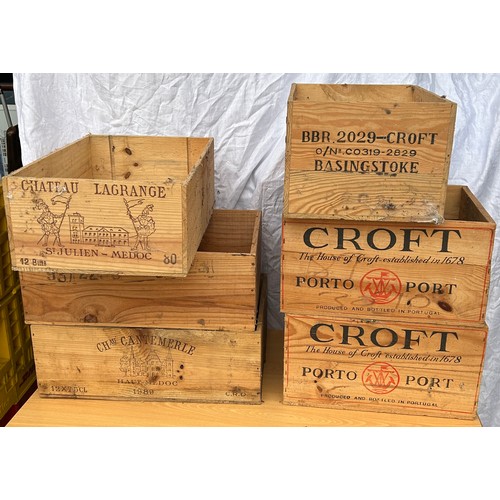 330 - 6 Wooden wine / port cases, approximate measurements 74 x 19.5 x 13 inches