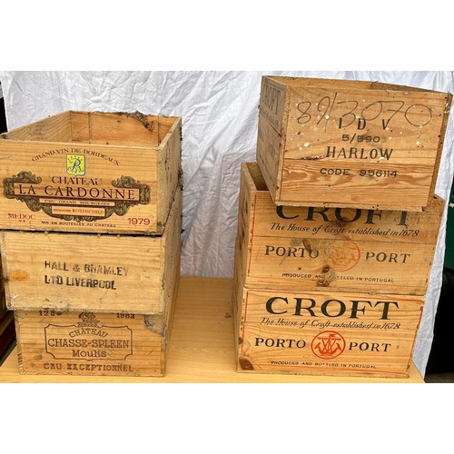 326 - 6 Wooden wine / port cases, approximate measurements 74 x 19.5 x 13 inches