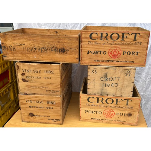 327 - 6 Wooden wine / port cases, approximate measurements 74 x 19.5 x 13 inches