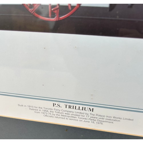 108 - Framed print of a Trillum boat, approximate measurements: 38 x 22 inches