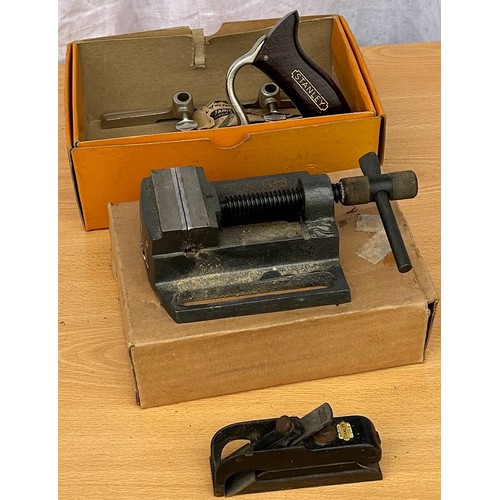 129 - Stanley no 50 drill vice, Stanley mini plane etc