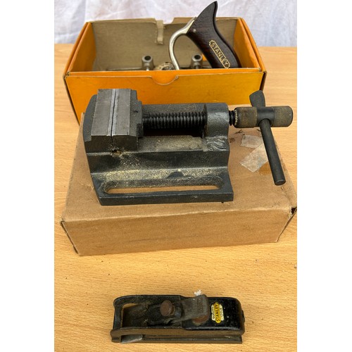 129 - Stanley no 50 drill vice, Stanley mini plane etc