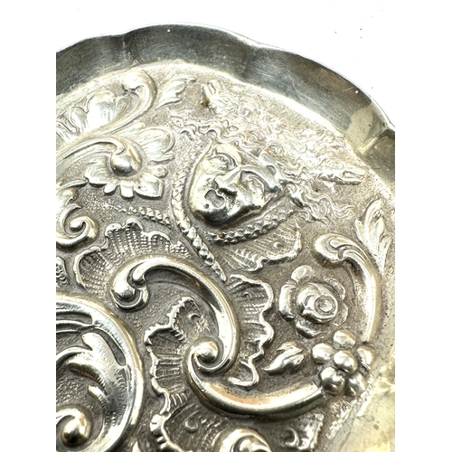 2 - Antique silver pin tray measures approx 21cm by 7cm