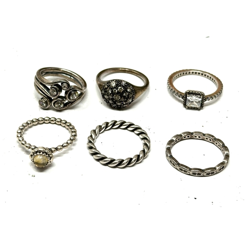 245 - 6 silver pandora rings