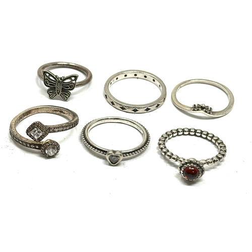 246 - 6 silver pandora rings