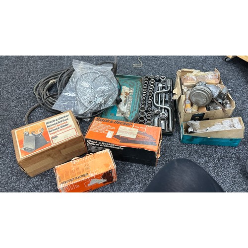 99M - Selection of stationary engine parts, spares, repairs, socket sets, filters etc