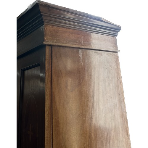 521 - Mahogany inlaid mirror door wardrobe measures approx 40 inches wide by 76 inches tall