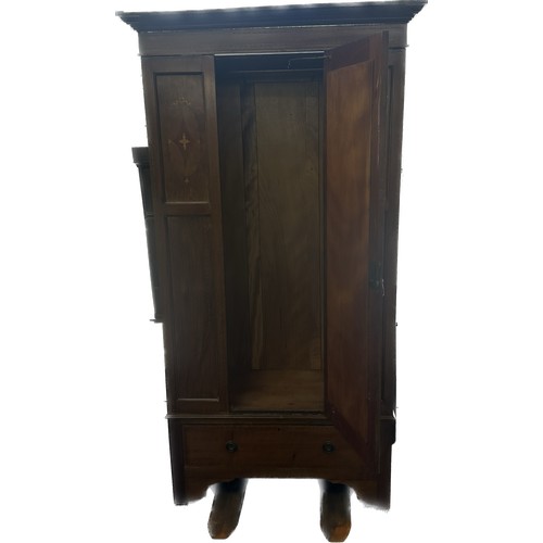 521 - Mahogany inlaid mirror door wardrobe measures approx 40 inches wide by 76 inches tall