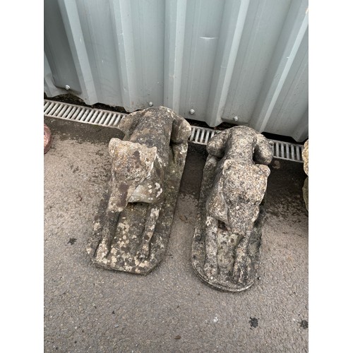 100F - Pair of garden dog ornaments measures approximately 16 inches