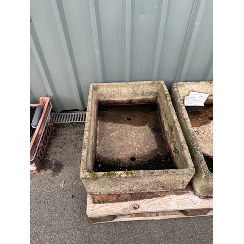 100V - Stone garden trough measures approximately 8.5 inches tall 29 inches wide 21 inches depth