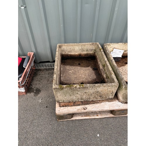 100V - Stone garden trough measures approximately 8.5 inches tall 29 inches wide 21 inches depth