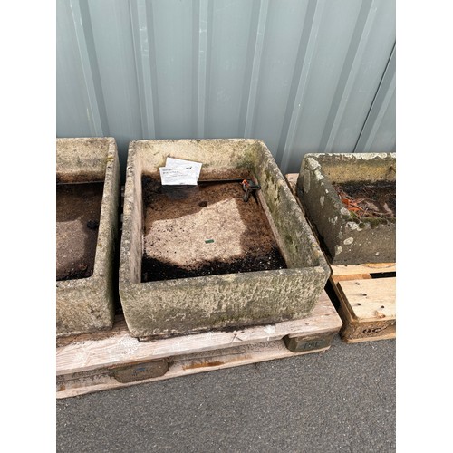 100W - Stone garden trough measures approximately 8.5 inches tall 29 inches wide 21 inches depth