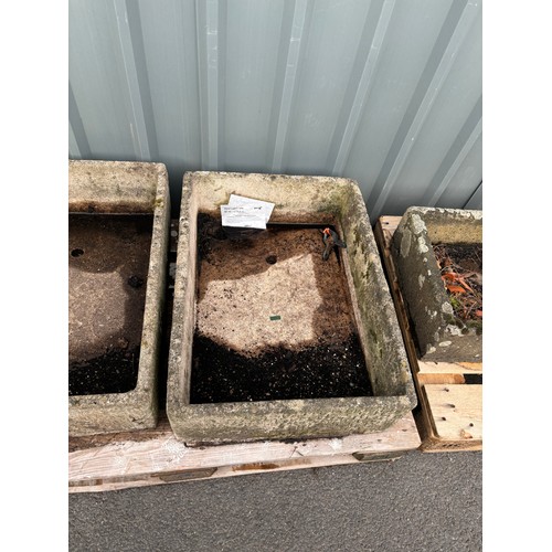 100W - Stone garden trough measures approximately 8.5 inches tall 29 inches wide 21 inches depth