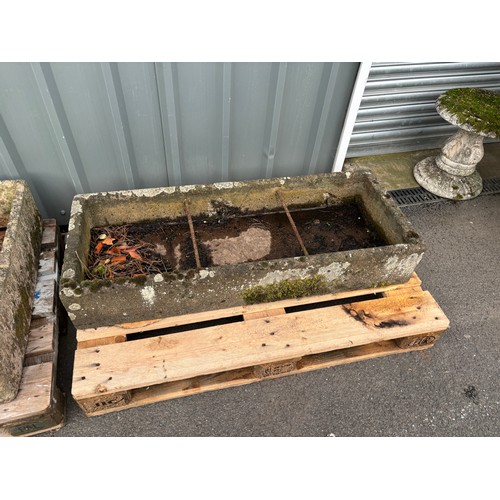 100X - Stone garden trough measures approximately 8 inches tall 45 inches wide 18 inches depth