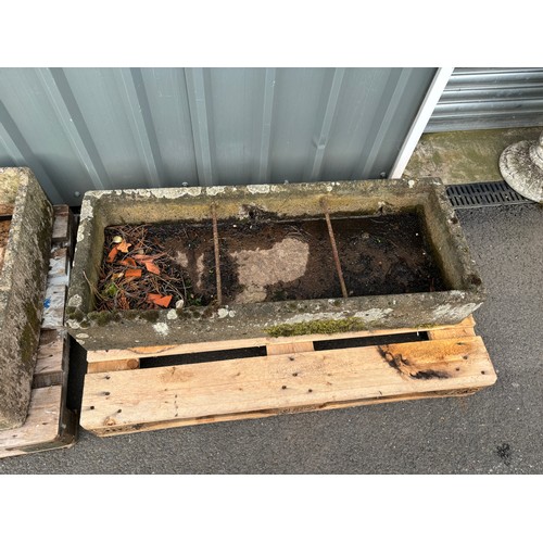 100X - Stone garden trough measures approximately 8 inches tall 45 inches wide 18 inches depth