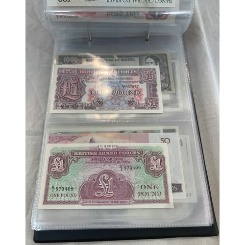 59 - Bank notes, 90% mint uncirculated, some very high values, 60 different World- wide, plus some Britis... 