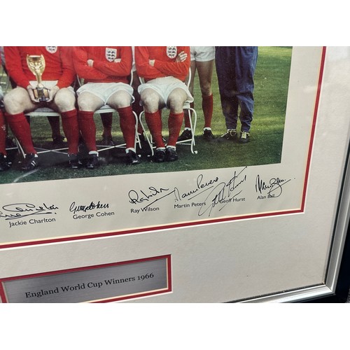 78 - England World Cup winners 1966 picture with original signatures by players, ' Nobby Stiles', ' Roger... 