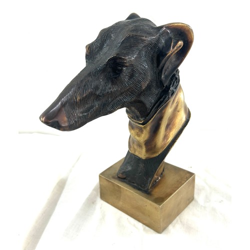 3 - Vintage bronze art deco greyhound / brass dog bust, height 9.5 inches