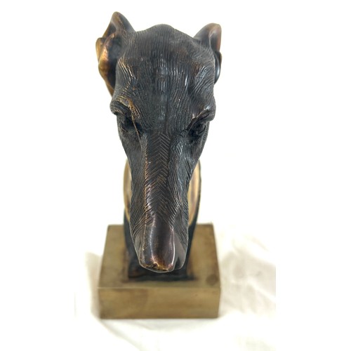 3 - Vintage bronze art deco greyhound / brass dog bust, height 9.5 inches