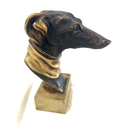 3 - Vintage bronze art deco greyhound / brass dog bust, height 9.5 inches