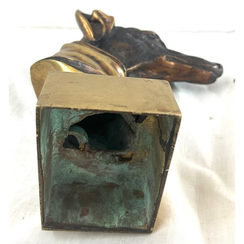 3 - Vintage bronze art deco greyhound / brass dog bust, height 9.5 inches