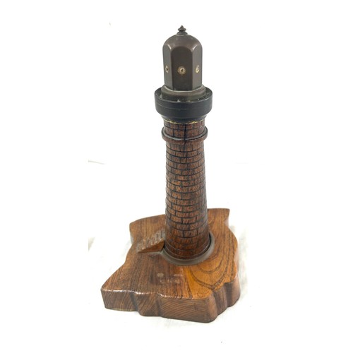 21 - Antique large lighthouse wood treen table lighter, untested, overall height 11 inches