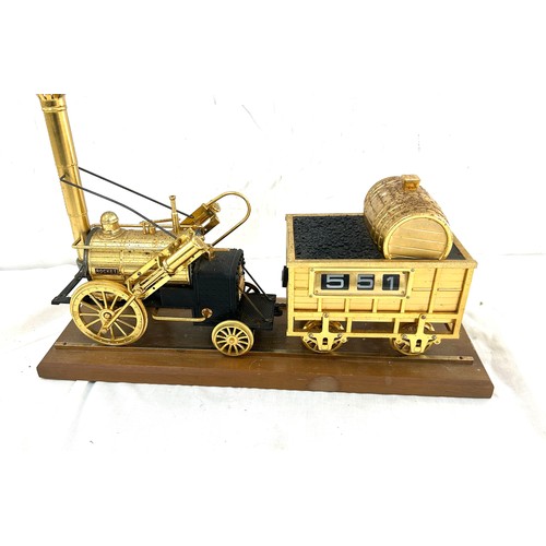 36 - Vintage Stephens locomotive and tender, large model with clock, untested, approximate measurements 1... 