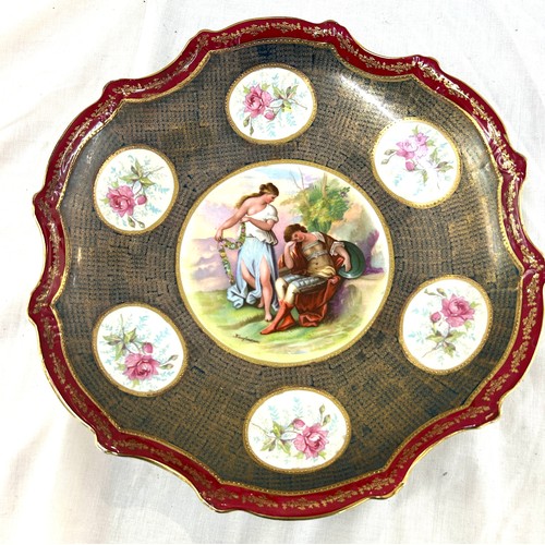 612 - Antique Royal Vienna Austrian porcelain large dish / charger, approximate diameter 14 inches