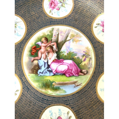 607 - Antique Royal Vienna Austrian porcelain large dish / charger, approximate diameter 14 inches