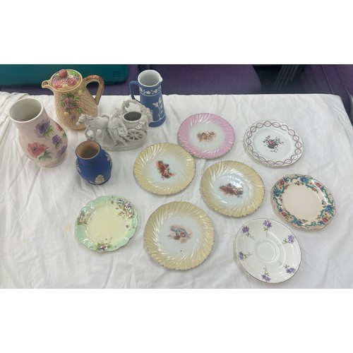 98 - Selection of assorted pottery includes jugs, plates etc