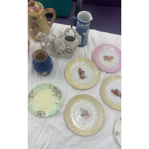 98 - Selection of assorted pottery includes jugs, plates etc