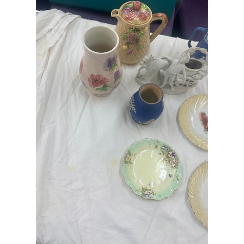 98 - Selection of assorted pottery includes jugs, plates etc