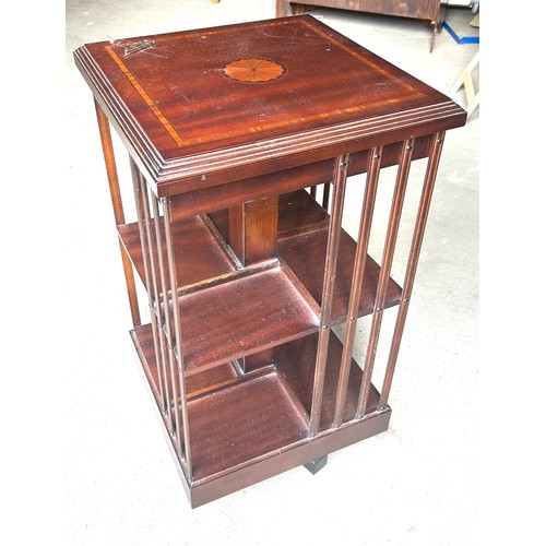 379 - Mahogany library bookcase, some damage as seen in images, Height 35 inches, Width 18 inches, Depth 1... 