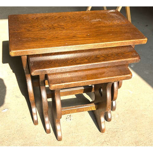 411 - Oak nest of tables, Height 17 inches, Width 20 inches Depth 12 inches