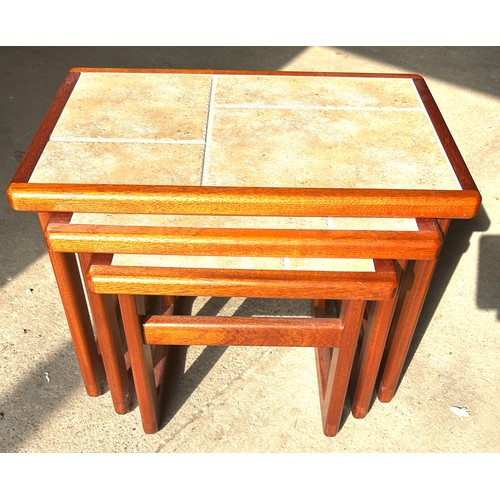 408 - Teak 60's tiletop nest of tables, Height 17 inches, Width 22 inches, Depth 14 inches