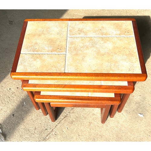 408 - Teak 60's tiletop nest of tables, Height 17 inches, Width 22 inches, Depth 14 inches