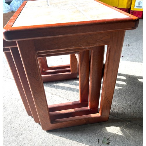 408 - Teak 60's tiletop nest of tables, Height 17 inches, Width 22 inches, Depth 14 inches