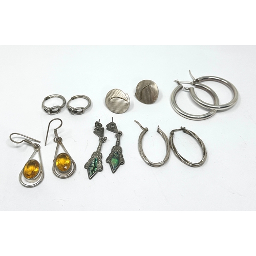 248 - 6 pairs of silver earrings stone set etc