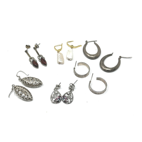 251 - 6 pairs of silver earrings stone set etc