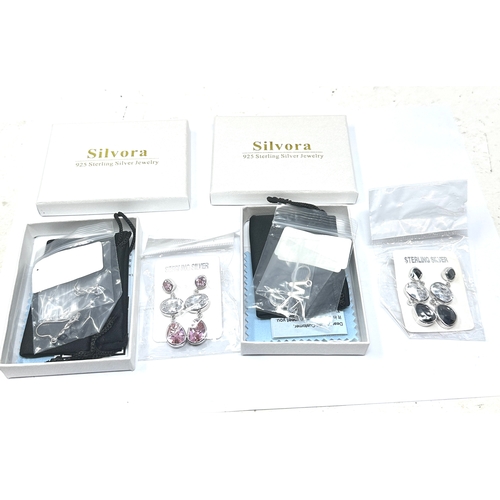 253 - 4 silver earrings inc boxed silvora