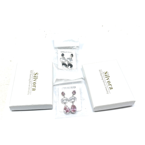 253 - 4 silver earrings inc boxed silvora