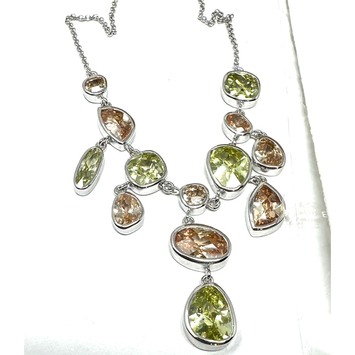 254 - 2 silver gemstone pendant necklaces est 50g